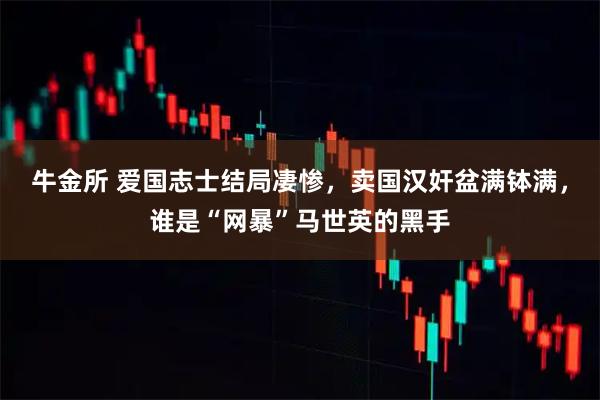 牛金所 爱国志士结局凄惨，卖国汉奸盆满钵满，谁是“网暴”马世英的黑手
